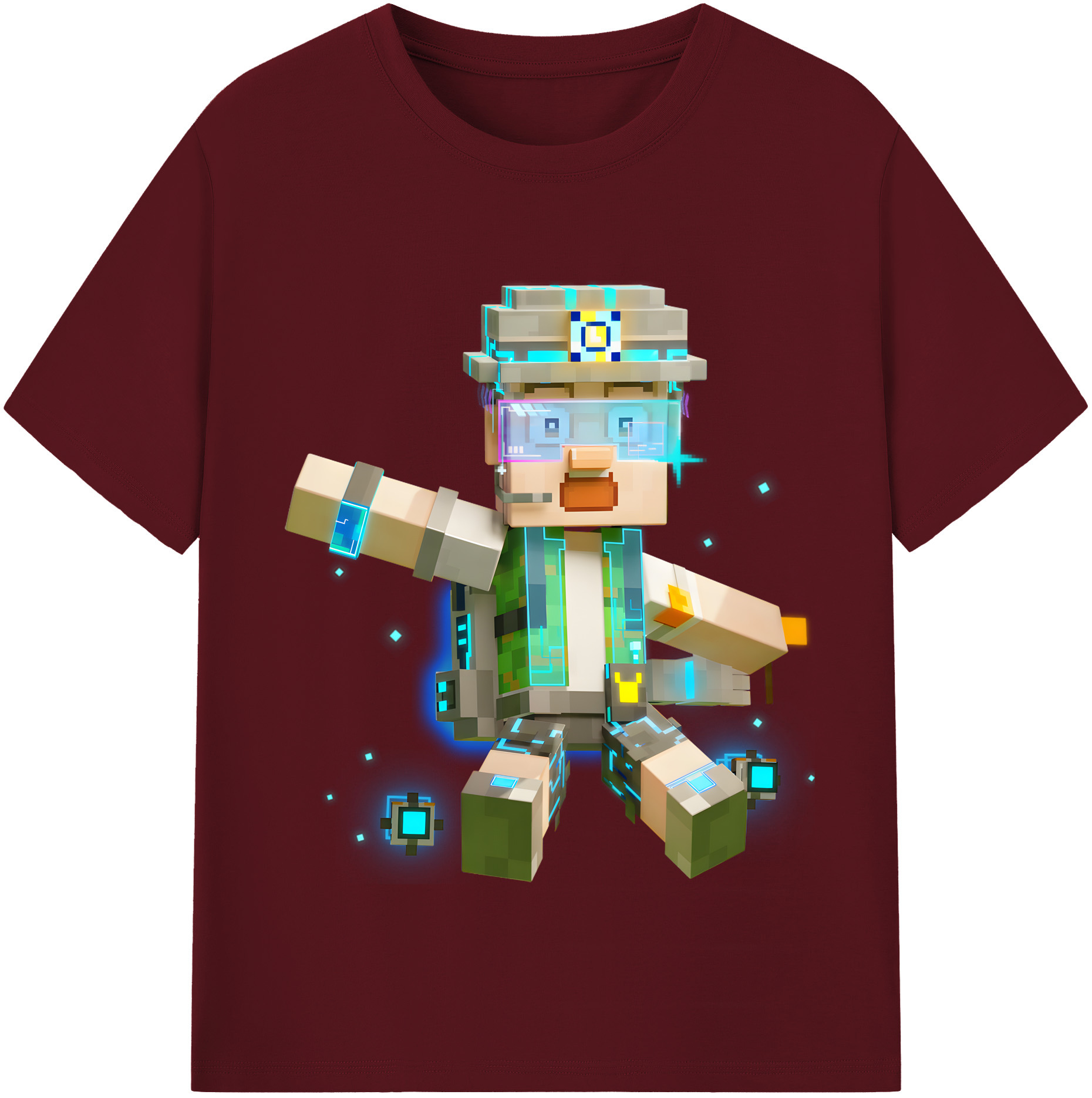 （画像用） マインクラフト ブロックの世界 Minecraft MC Block world 綿100％半袖Tシャツ（フロントプリント）